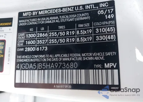 2017 Mercedes-Benz Gle 350 from USA, damaged, VIN 4JGDA5JB5HA973680